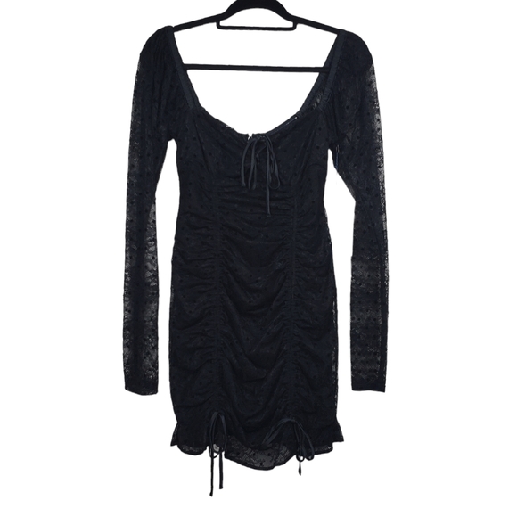 Majorelle Womens Sienna Long Sleeve Black Lace Dot Mini Dress Size M NWT - Picture 6 of 8